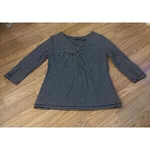 Tahari Striped 3/4 Sleeve Top Size Medium